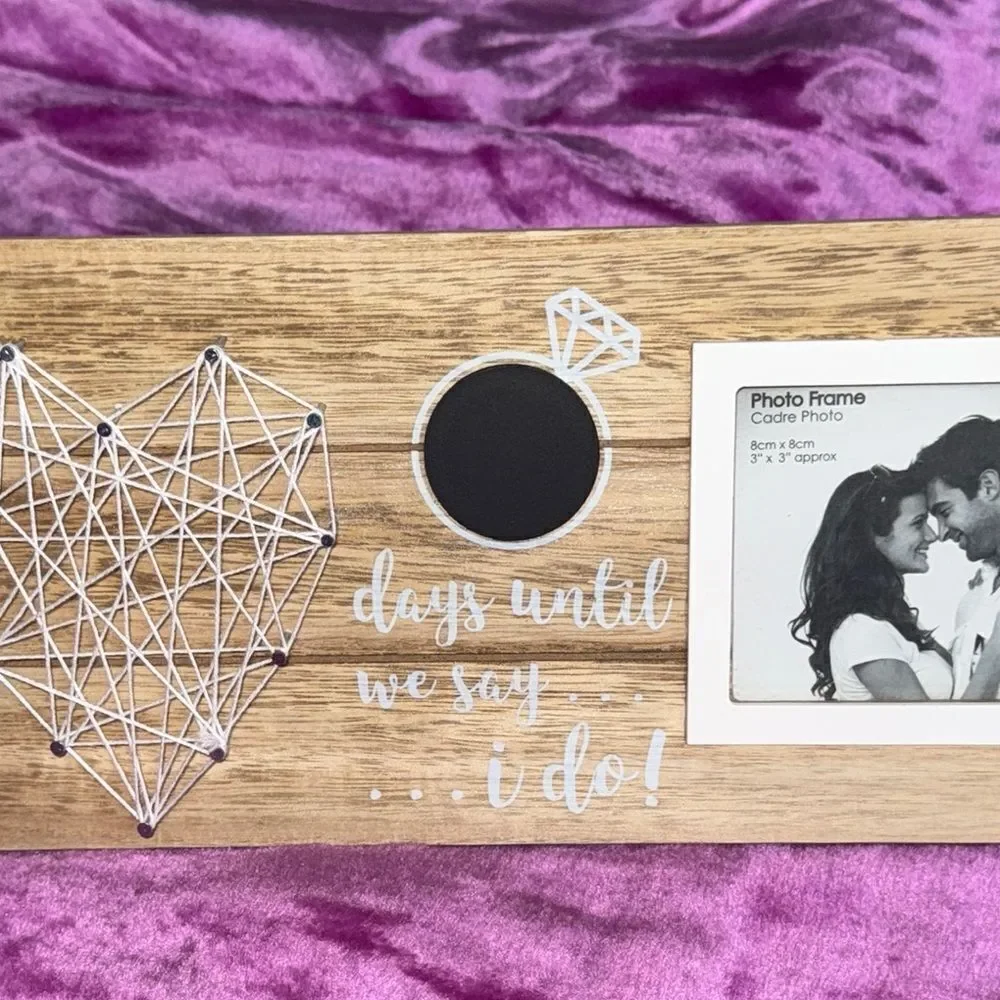Rustic Wood Photo Frame with Heart String Art